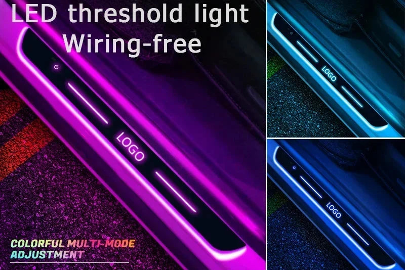 Customized Car Door Sill Light Logo RGB Multi-mode Dynamic LED RGB Car Pedal Scuff Threshold Plate Welcome Projector Lamp