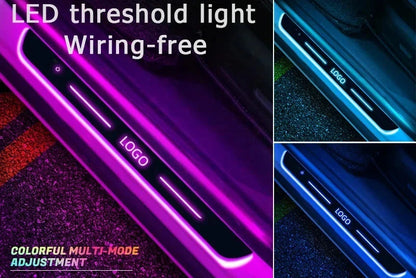 Customized Car Door Sill Light Logo RGB Multi-mode Dynamic LED RGB Car Pedal Scuff Threshold Plate Welcome Projector Lamp