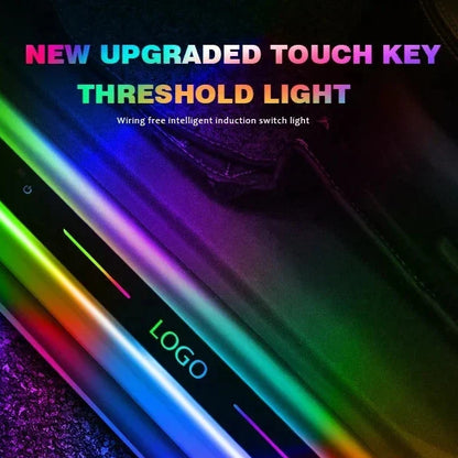 Customized Car Door Sill Light Logo RGB Multi-mode Dynamic LED RGB Car Pedal Scuff Threshold Plate Welcome Projector Lamp