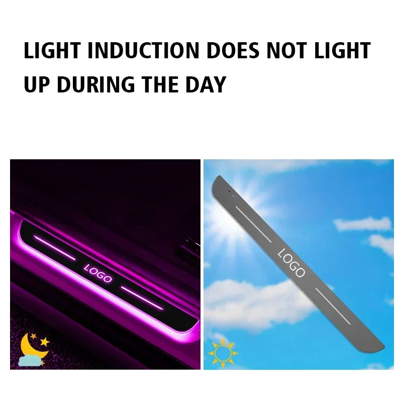 Customized Car Door Sill Light Logo RGB Multi-mode Dynamic LED RGB Car Pedal Scuff Threshold Plate Welcome Projector Lamp